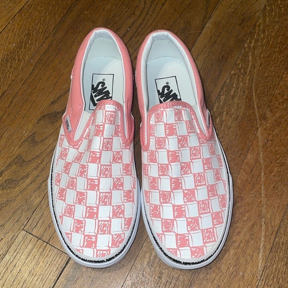 •VANS•NWOB FLAMINGO PINK SKETCH CHECKERED OLD SKOOL SLIP ON SNEAKERS SIZE 6 - Picture 8 of 8